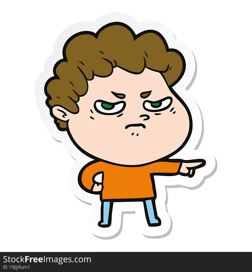 sticker of a cartoon angry man