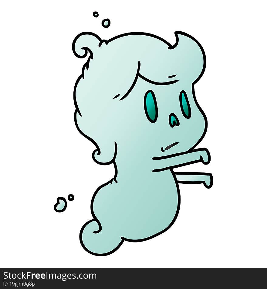 gradient cartoon illustration of a kawaii cute ghost. gradient cartoon illustration of a kawaii cute ghost