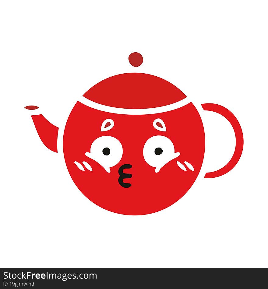 Flat Color Retro Cartoon Teapot