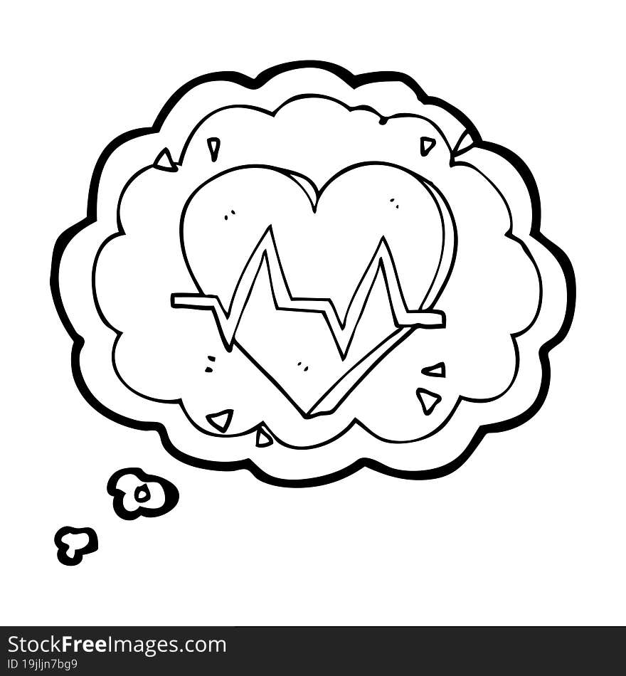 freehand drawn thought bubble cartoon heart rate