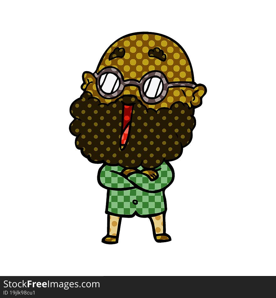 cartoon joyful man with beard. cartoon joyful man with beard