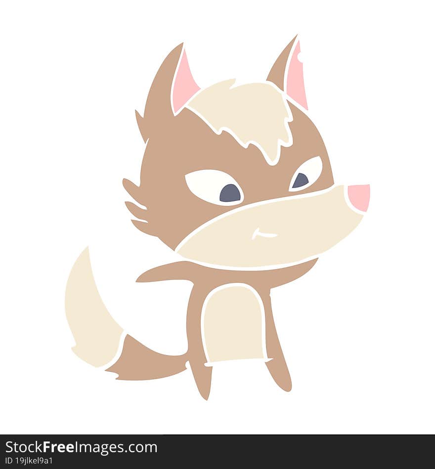 Friendly Flat Color Style Cartoon Wolf