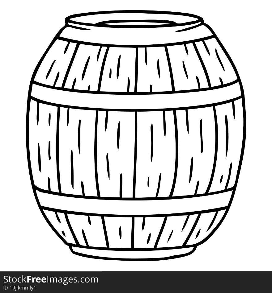 line drawing doodle of a wooden barrel