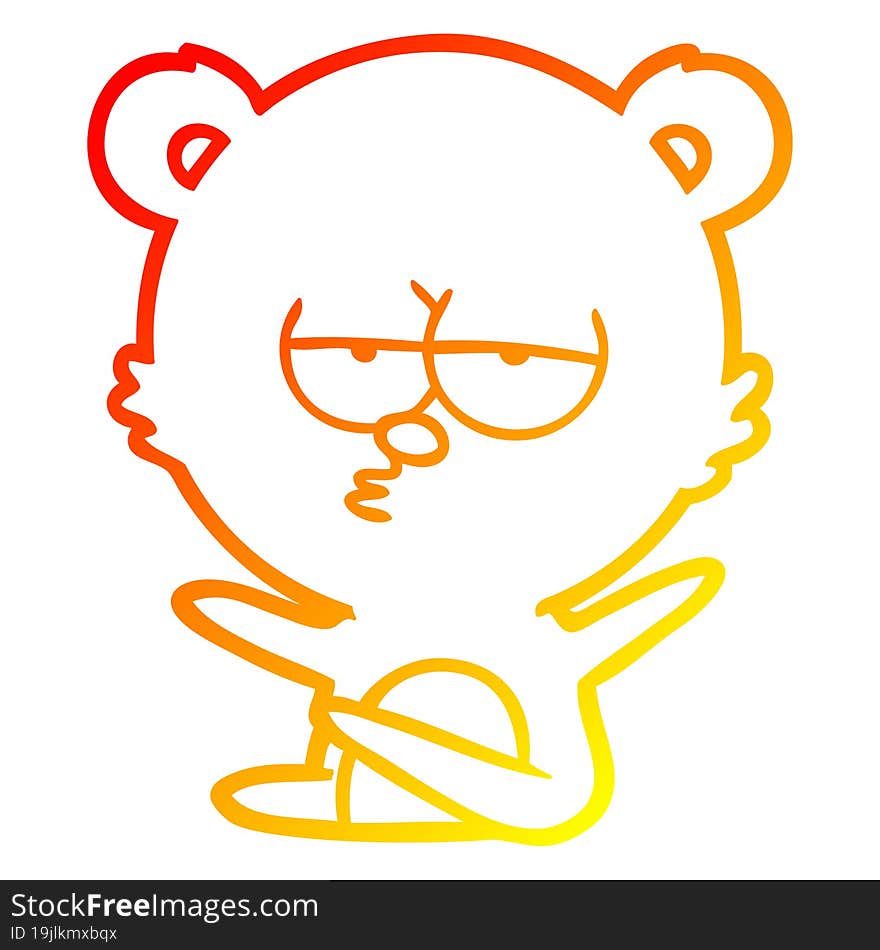 warm gradient line drawing bored bear cartoon