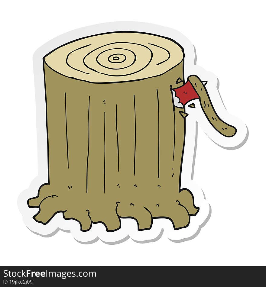 sticker of a cartoon big tree stump