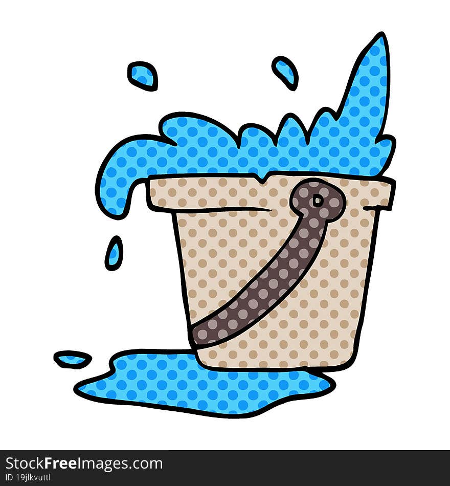 cartoon doodle bucket of water