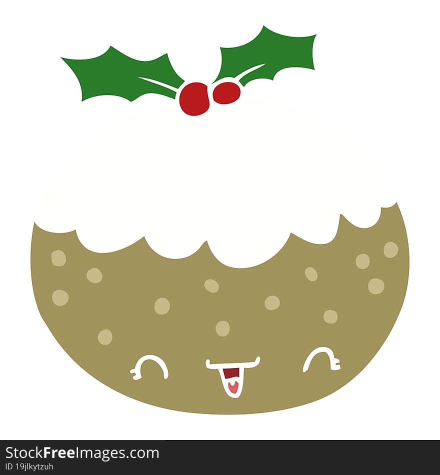 cute flat color style cartoon christmas pudding