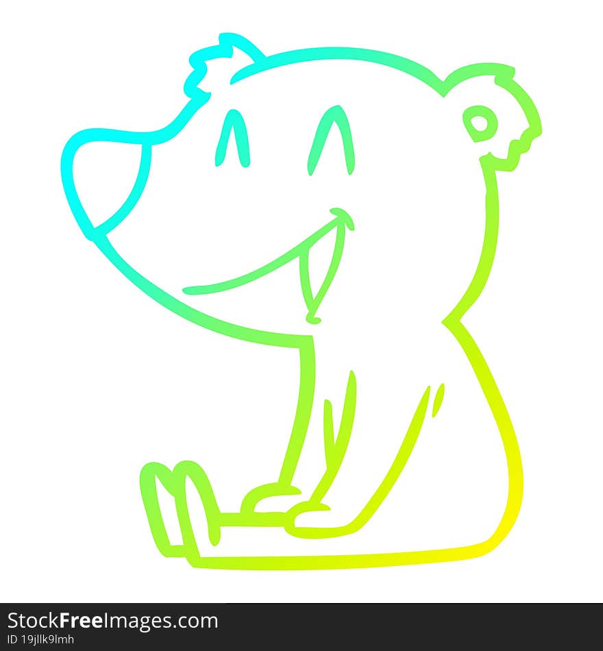 cold gradient line drawing sitting bear cartoon