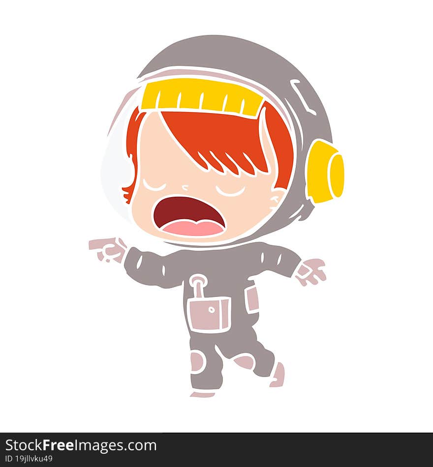 flat color style cartoon talking astronaut