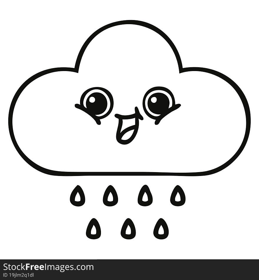 line drawing cartoon rain cloud