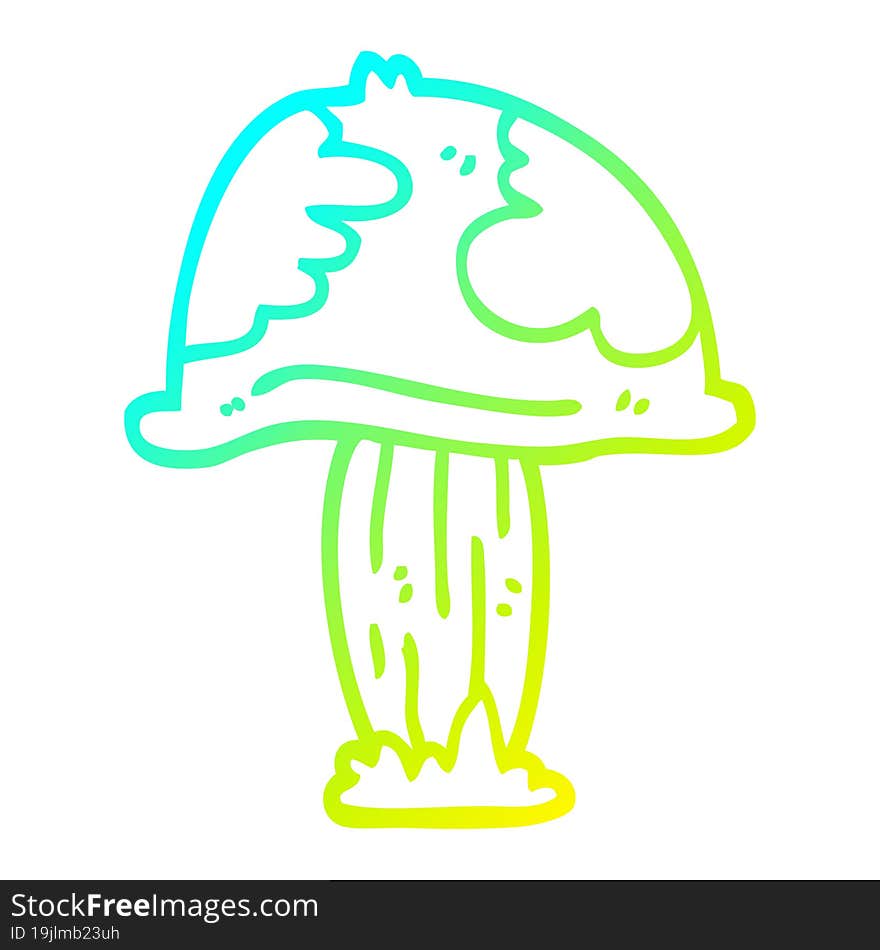 cold gradient line drawing of a cartoon wild mushroom