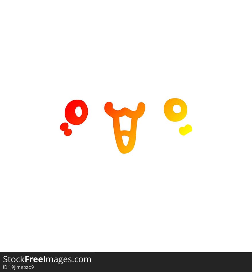 warm gradient line drawing of a happy cartoon face