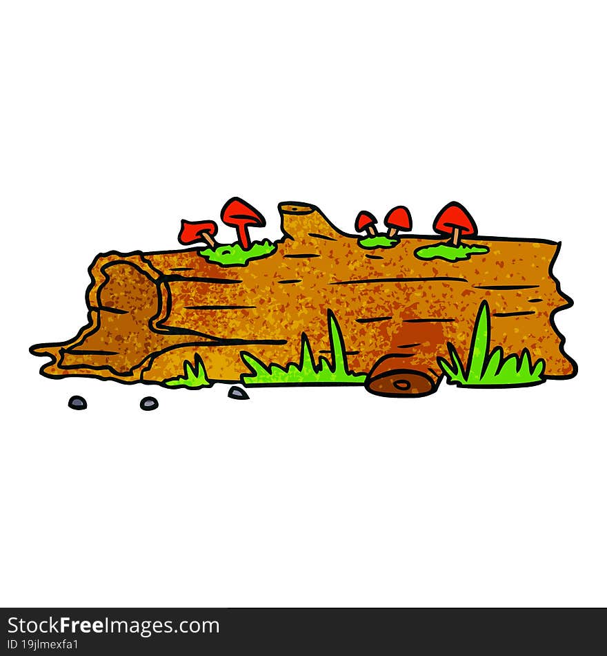 Textured Cartoon Doodle Of A Tree Log