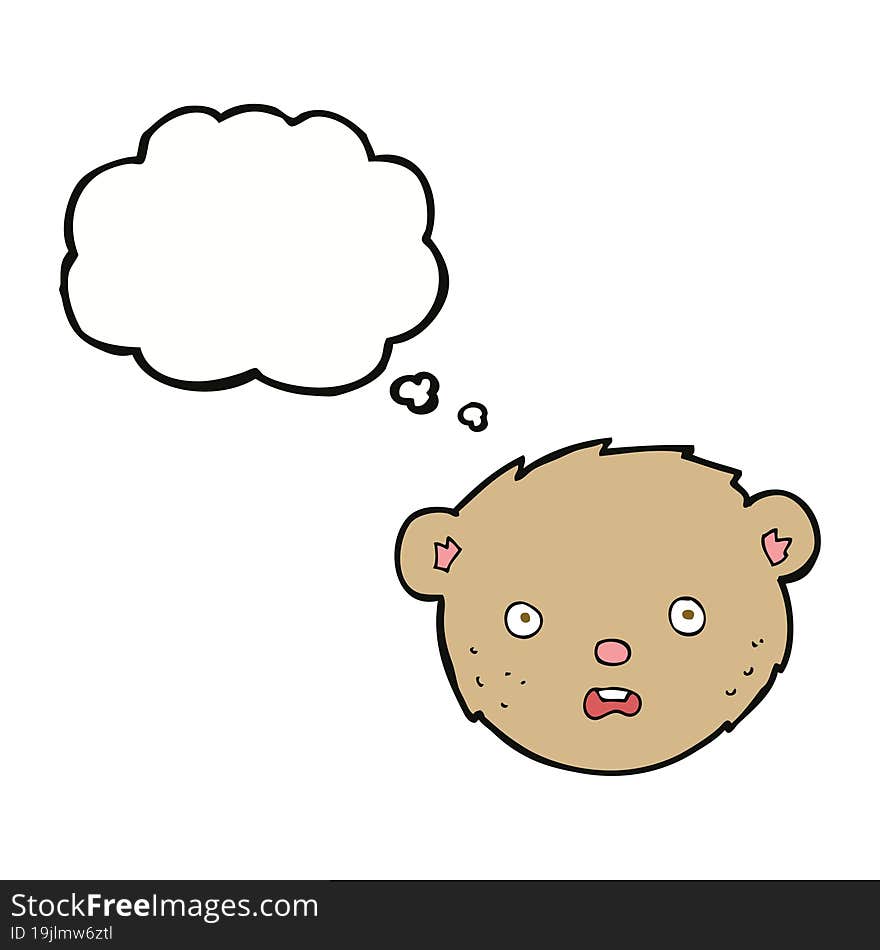 cartoon teddy bear face with thought bubble