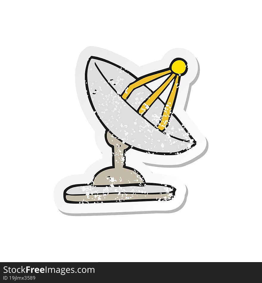 retro distressed sticker of a cartoon satellite dish