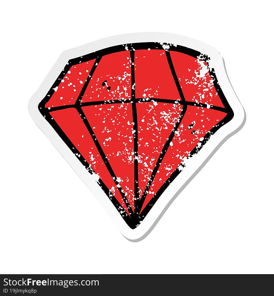 Distressed Sticker Of A Cartoon Tattoo Diamond