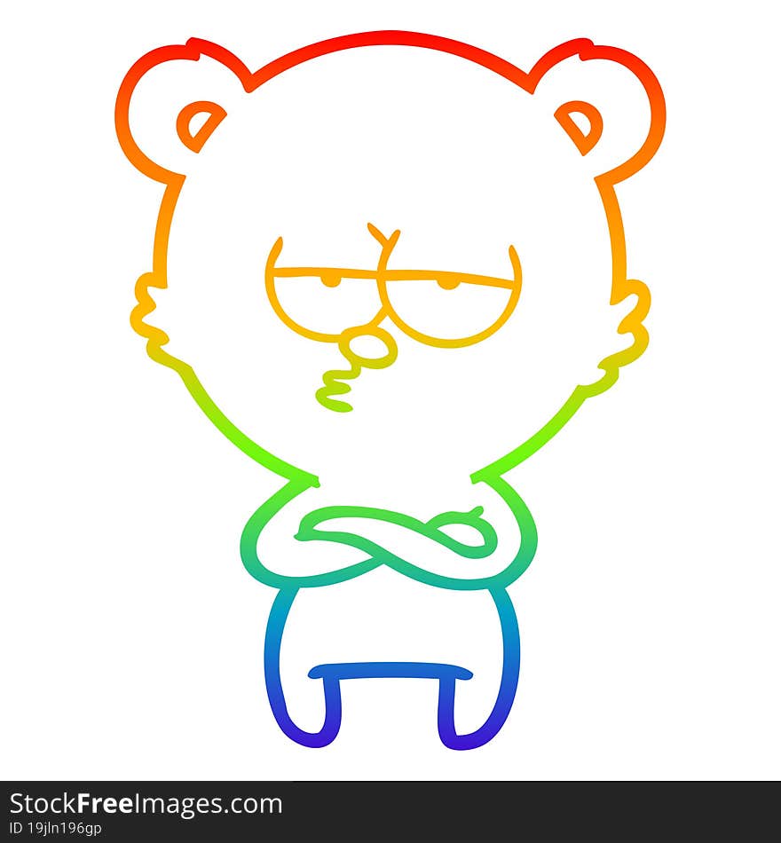 rainbow gradient line drawing bored bear cartoon