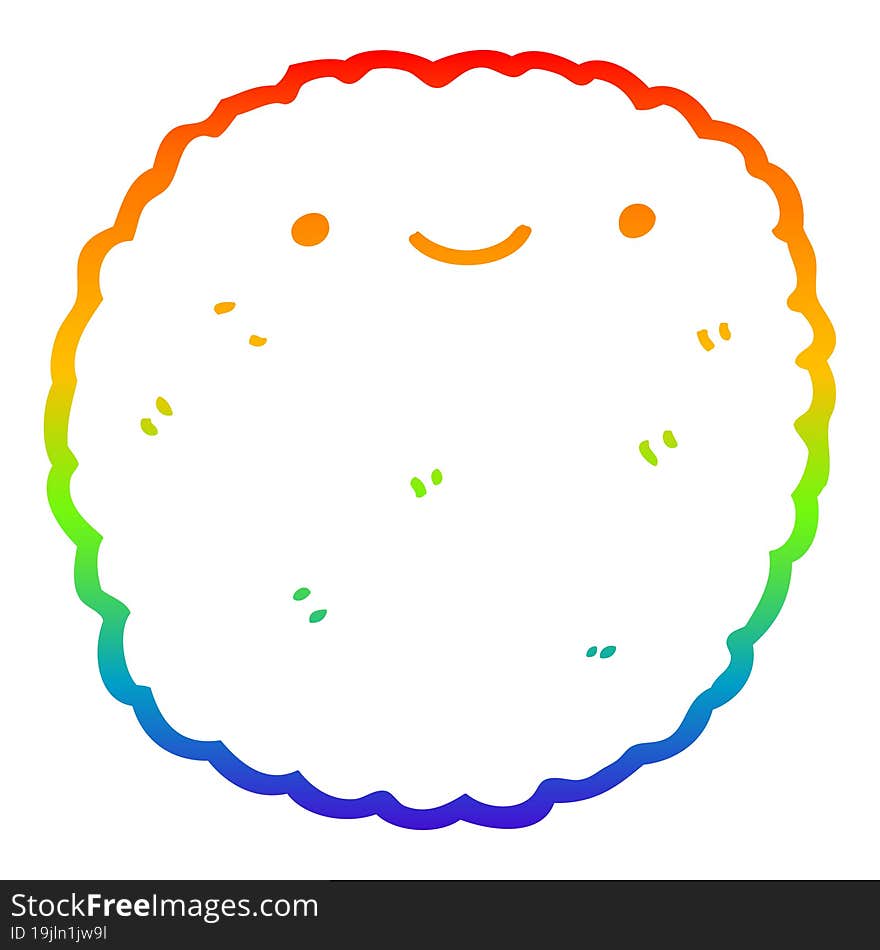 rainbow gradient line drawing cartoon biscuit