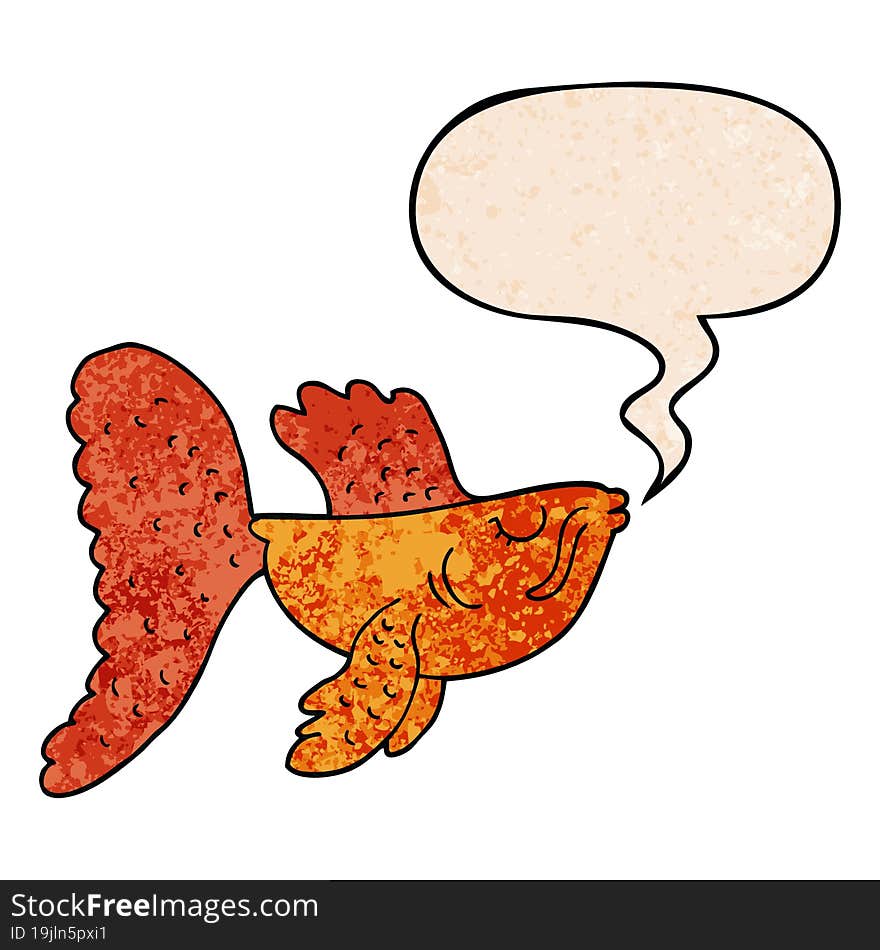 cartoon chinese fighting fish and speech bubble in retro texture style