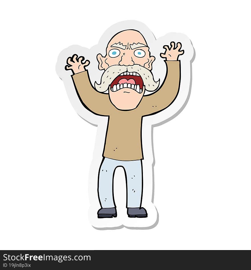 sticker of a cartoon angry old man