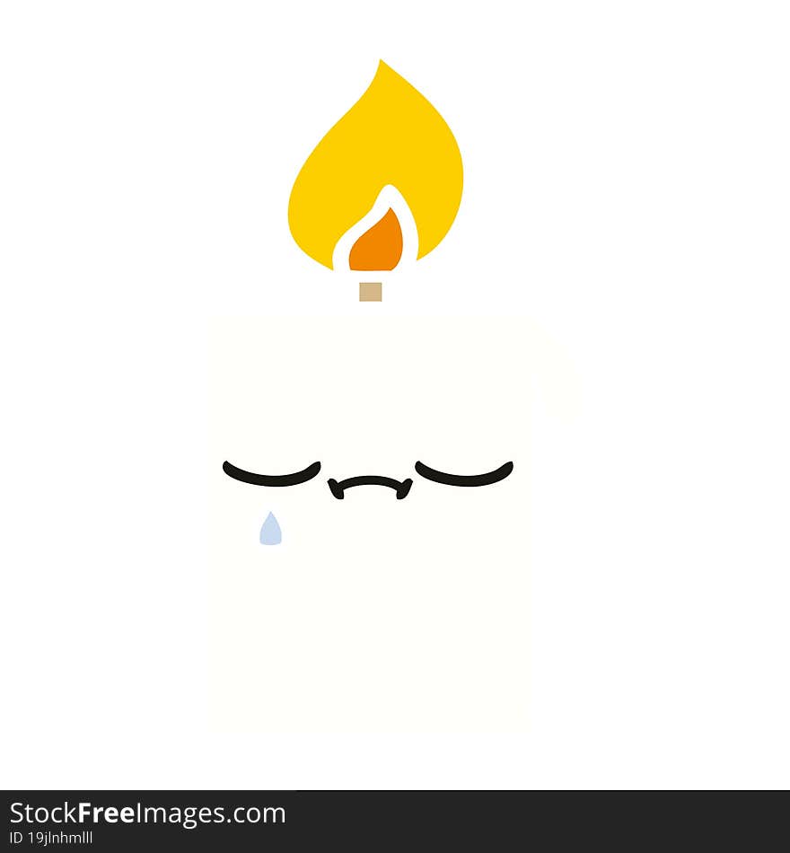 flat color retro cartoon lit candle