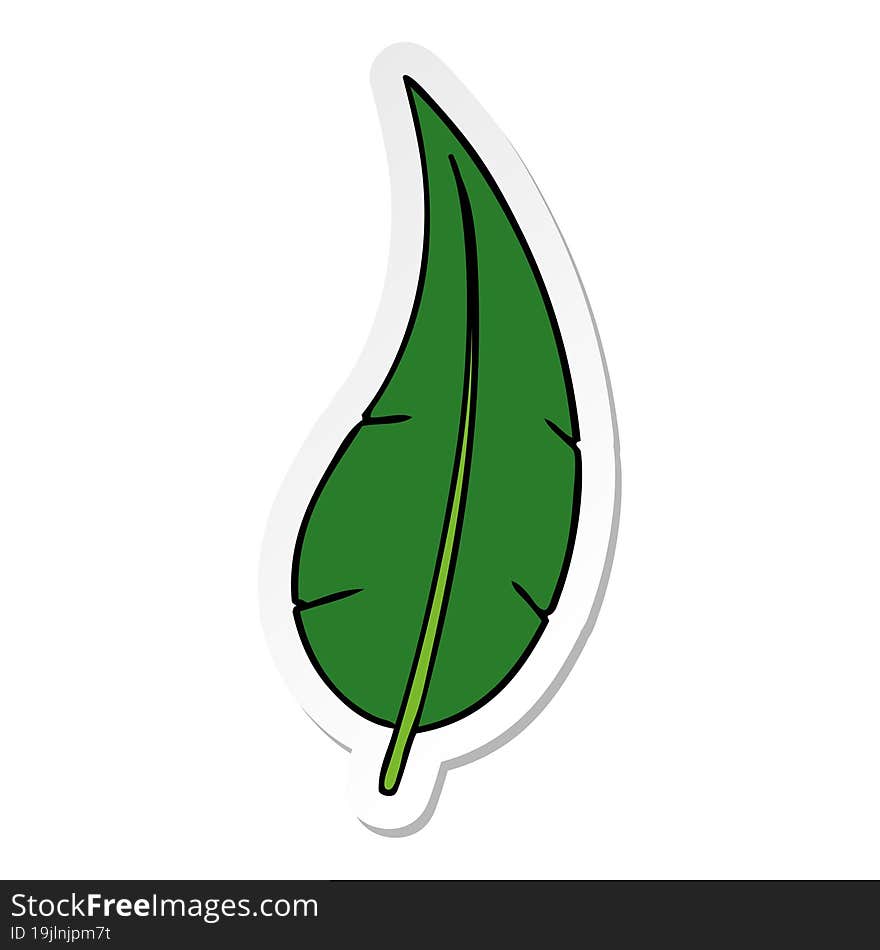 hand drawn sticker cartoon doodle of a green long leaf