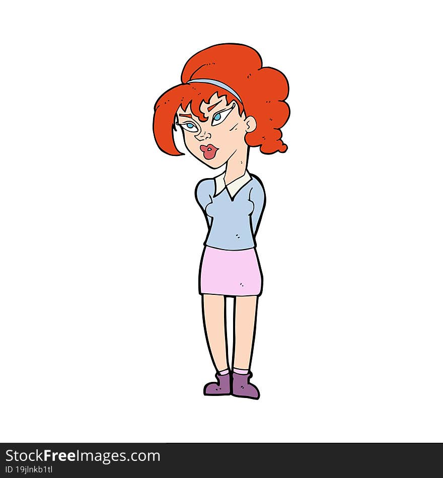 Cartoon Pretty Girl Tilting Head