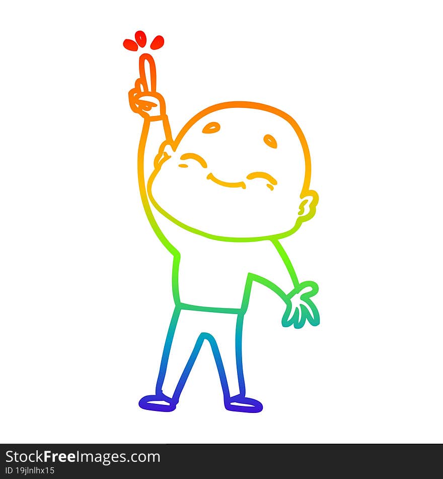 rainbow gradient line drawing cartoon bald man dancing