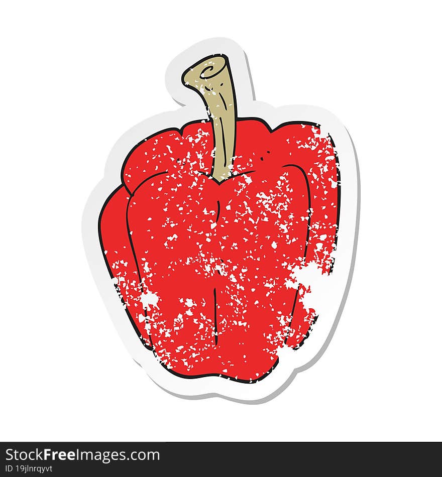 retro distressed sticker of a cartoon pepper