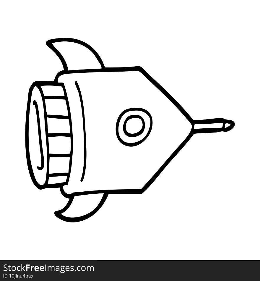 line drawing cartoon spaceship