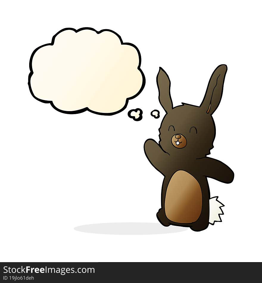 cartoon happy rabbit with thought bubble