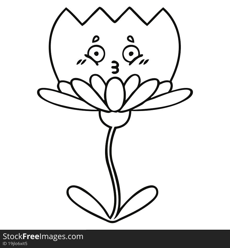 line drawing cartoon flower