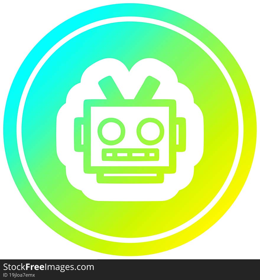 robot head circular in cold gradient spectrum