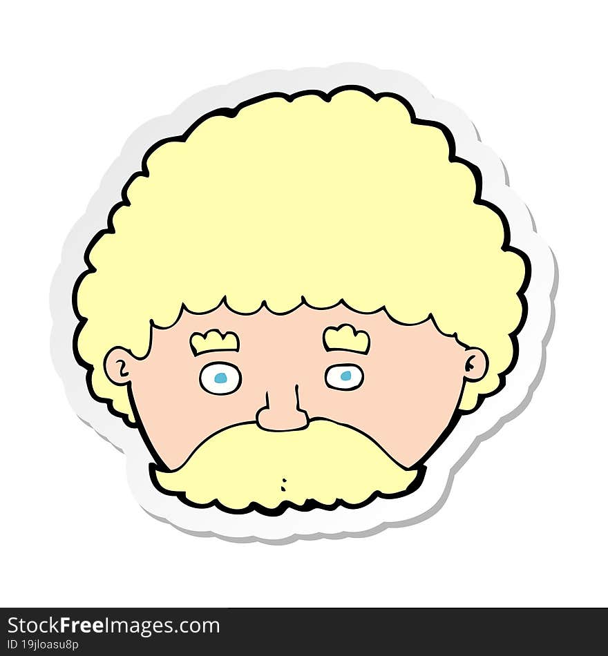 sticker of a cartoon man with mustache