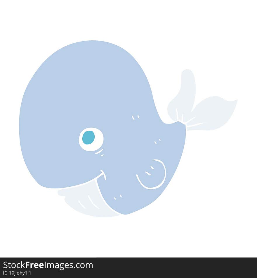 flat color illustration of happy whale. flat color illustration of happy whale