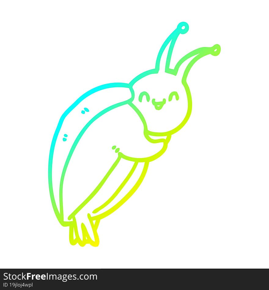 cold gradient line drawing cute cartoon beetle