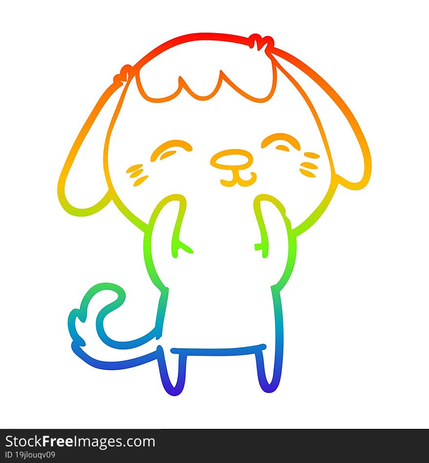 rainbow gradient line drawing of a happy cartoon dog