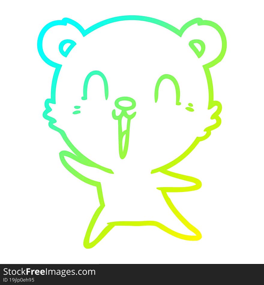 cold gradient line drawing happy cartoon bear