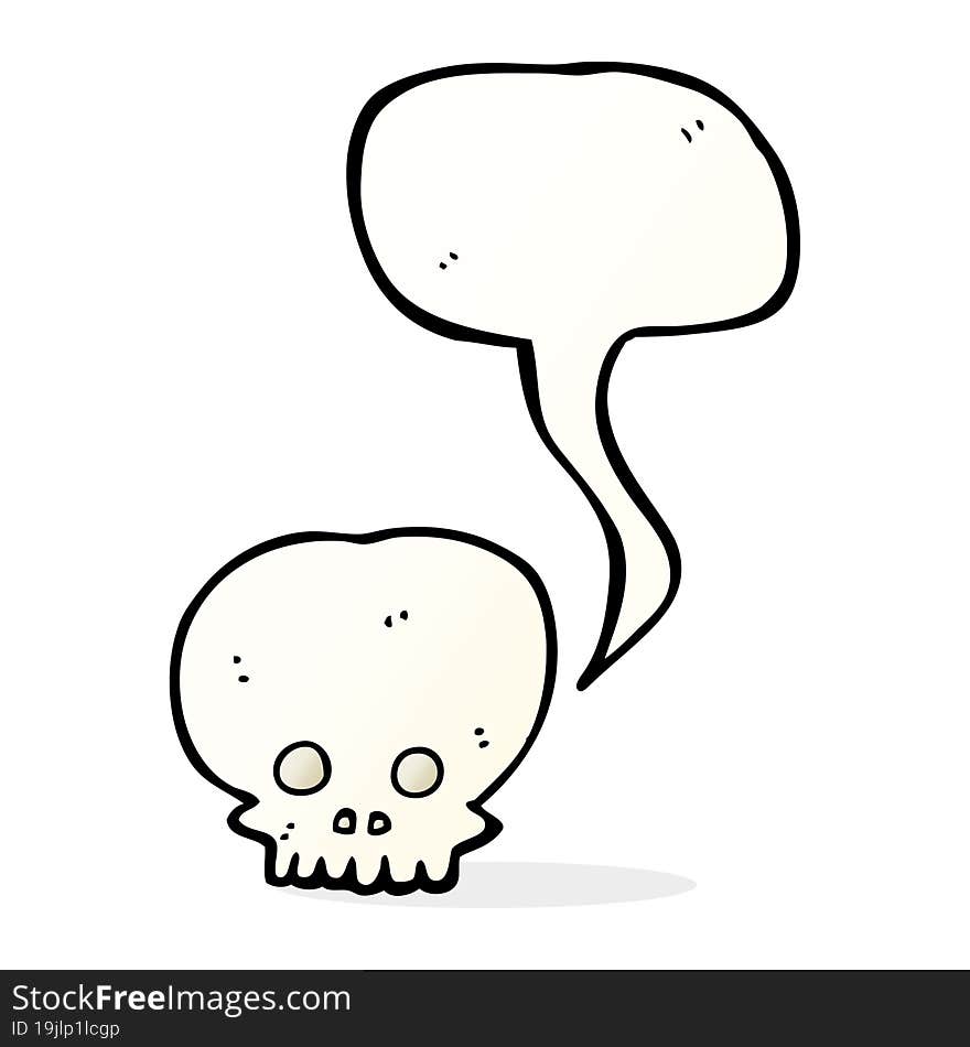 cartoon spooky skull symbol with speech bubble