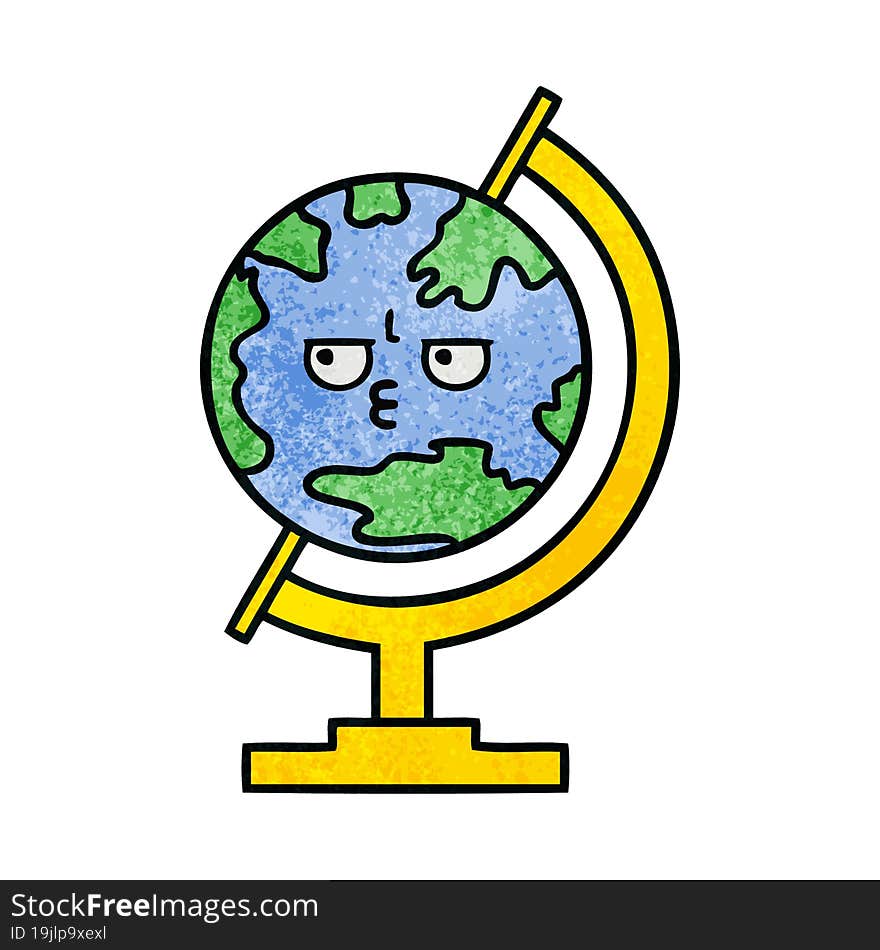 Retro Grunge Texture Cartoon Globe Of The World