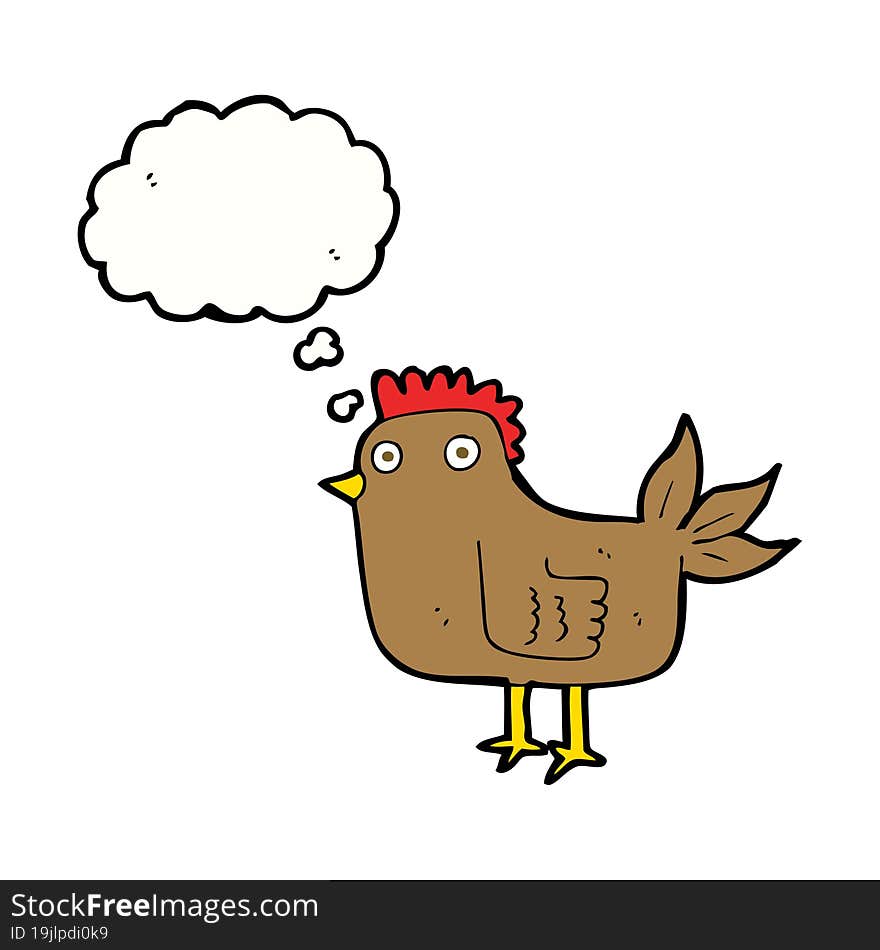 cartoon hen with thought bubble