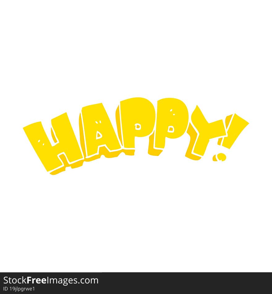 flat color illustration of a cartoon happy text symbol