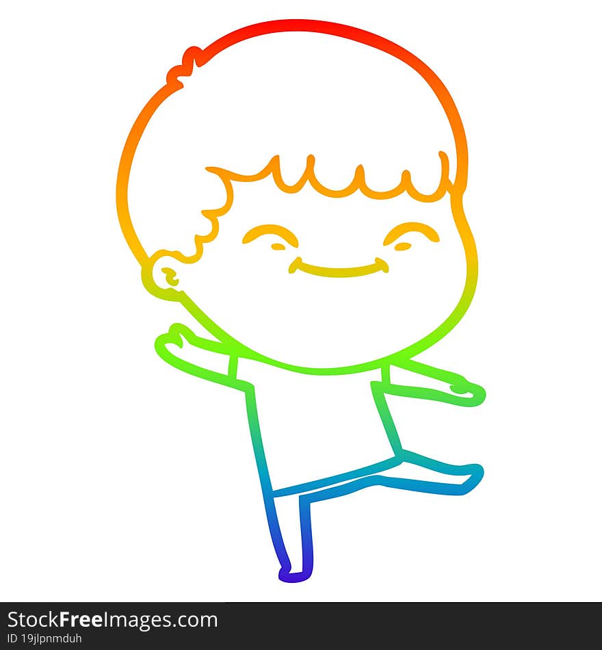 rainbow gradient line drawing cartoon happy boy