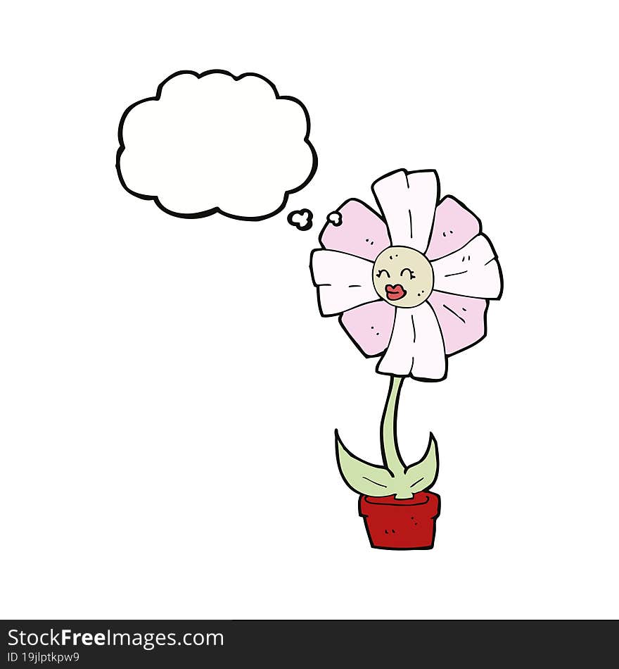 cartoon flower with thought bubble