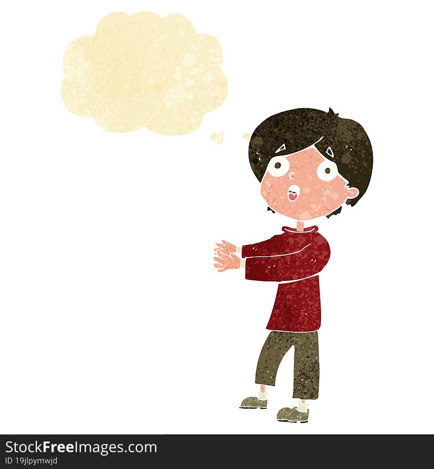 Cartoon Shocked Boy With Thought Bubble