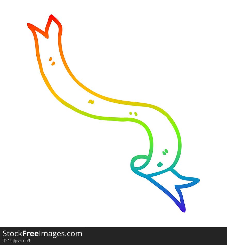 rainbow gradient line drawing of a cartoon banner blowing in wind