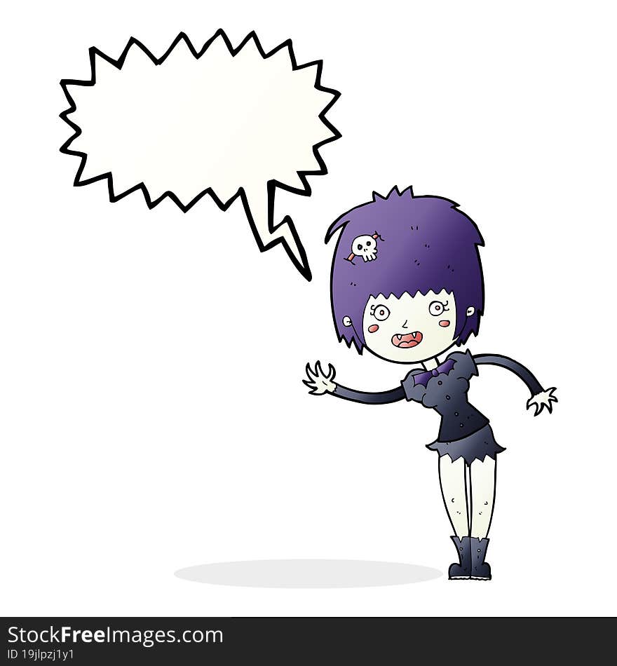 Cartoon Vampire Girl With Speech Bubble