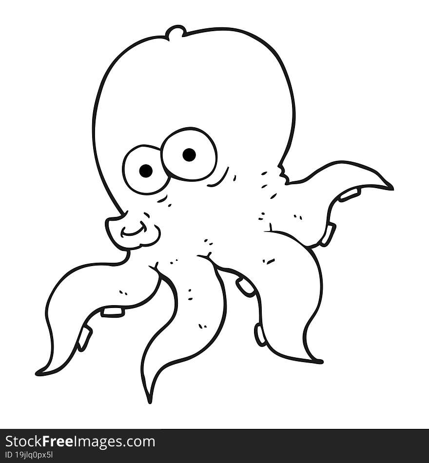 black and white cartoon octopus