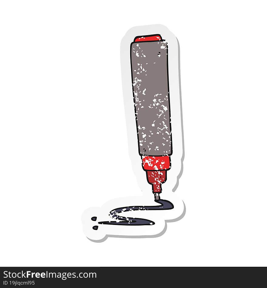 retro distressed sticker of a cartoon pen