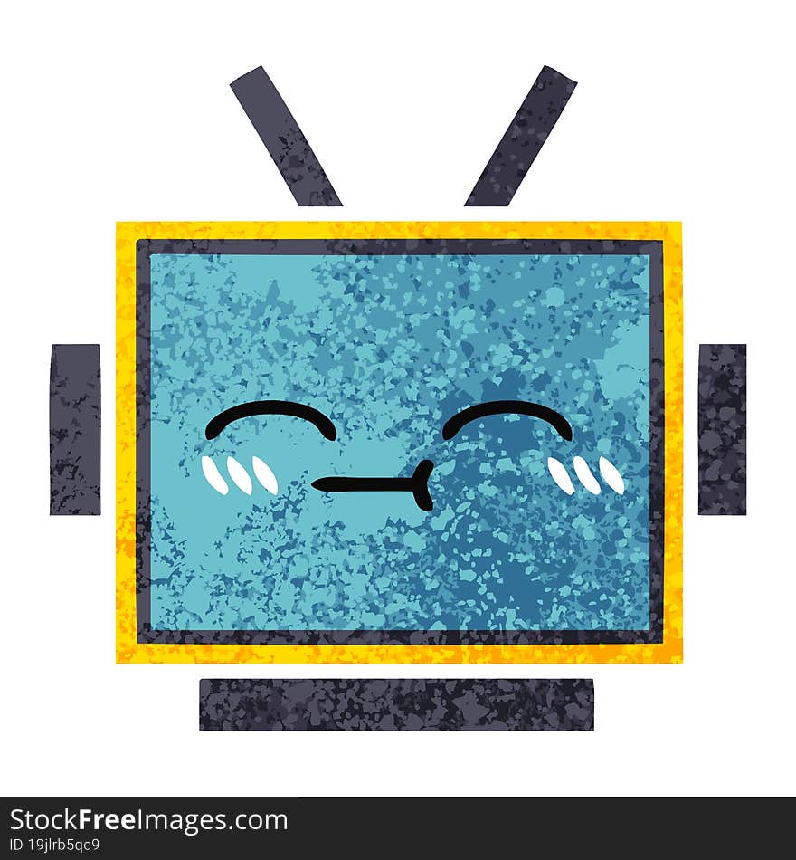 Retro Illustration Style Cartoon Robot Head